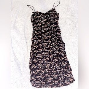 Black & Orange Floral Mesh Bodycon Dress